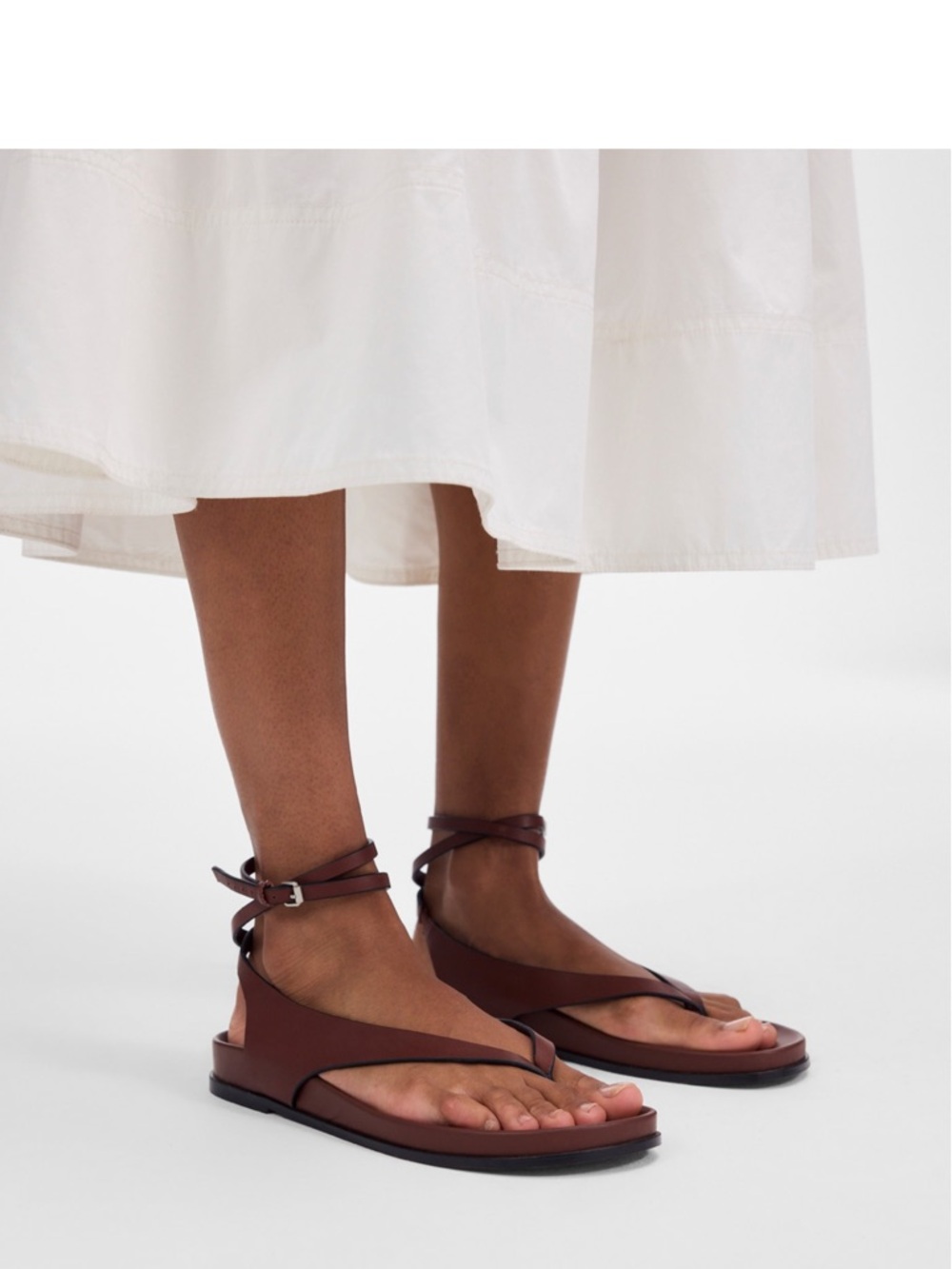 Madewell Brown Leather Ankle-Tie Flat Sandals No Box